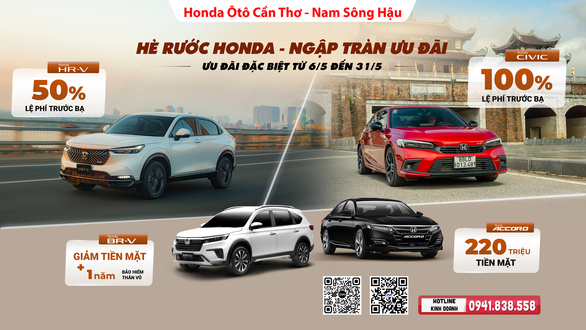 Chương trình khuyến mại của các dòng xe ô tô Honda trong tháng 5 năm 2024