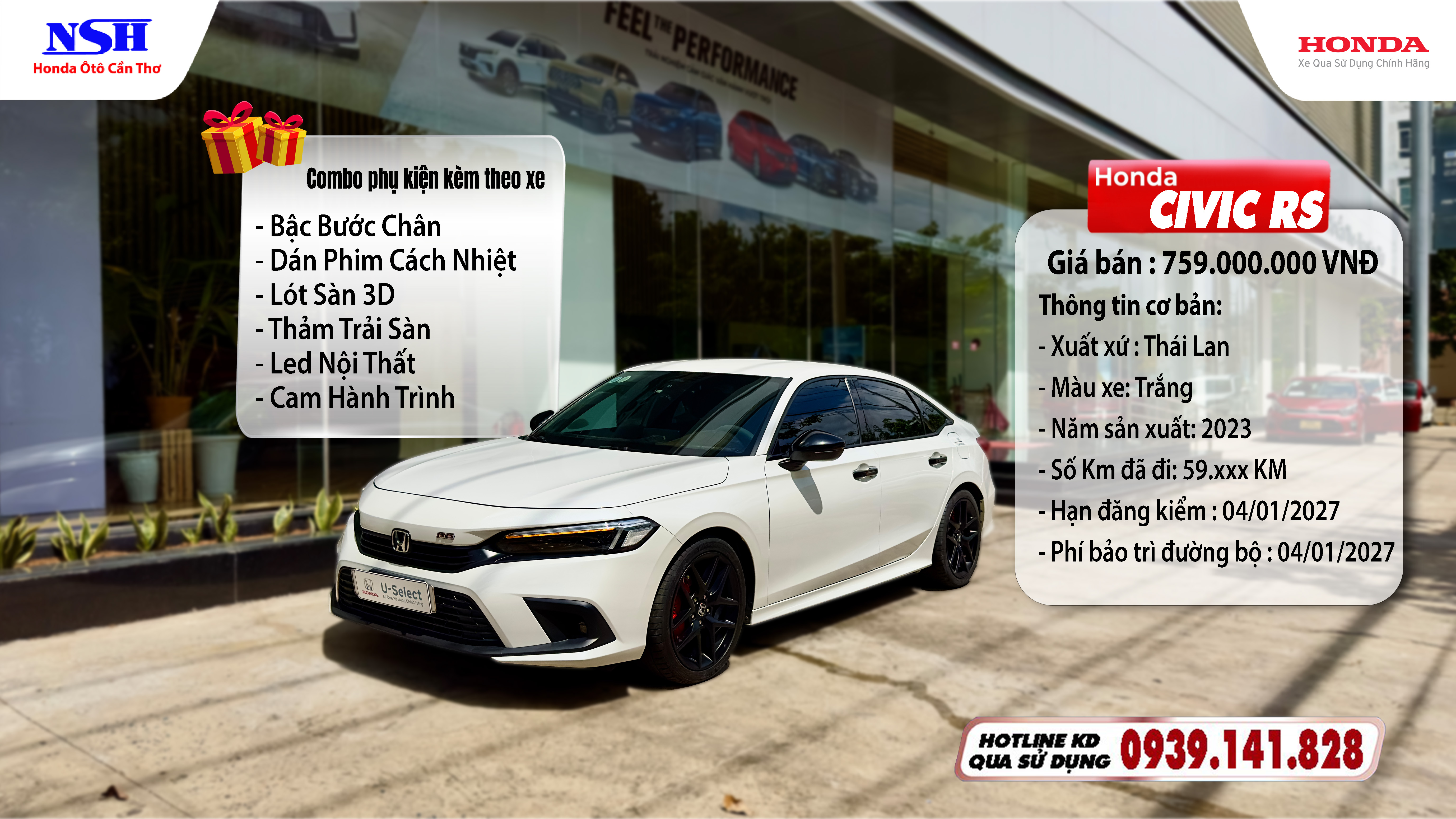 HONDA CIVIC RS MÀU TRẮNG NĂM SẢN XUẤT 2023
